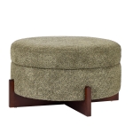 Round Storage Ottoman with Tufted Fabric Upholstery, Multi-Functional Coffee Table with Solid Wood Legs, 32'' L x 32'' W x 17.5'' H, Green