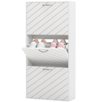HOMCOM Shoe Storage Cabinet with 3 Flip Drawers, Narrow and Slim, 9-12 Pair of Shoes Organizer for Hallway, Entryway, White