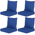 Outsunny Patio Chair Cushions Set of 4 with Seat & Backrest, Fade Resistant Seat Replacement Cushion Set, Navy Blue