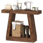 HOMCOM 42" Farmhouse Console Table, 2-Tier Entryway Table with Storage for Hallway, Living Room, Behind Couch, Rustic Brown