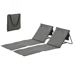 Outsunny Set of 2 Foldable Lounge Chairs with Carry Strap, Adjustable Backrest, Grey