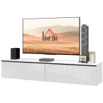 HOMCOM Wall Mounted TV Stand, Floating TV Cabinet for up to 70" TVs with Storage, High Gloss Effect, White