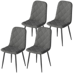 HOMCOM Dining Chairs Set of 4, Upholstered Dining Room Chairs with Steel Legs, Modern Kitchen Chair for Dining Room, Grey