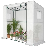 Outsunny Walk-in Portable Greenhouse Small Greenhouse for Outdoors with UV-resistant PE Cover, 6.6' x 2.5' x 5.6' White