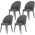 HOMCOM Modern Dining Chairs Set of 4, Upholstered Dining Room Chairs with Metal Legs, Shell Backrest, Padded Seat, Dark Grey