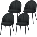 HOMCOM Modern Dining Chairs Set of 4, Upholstered Dining Room Chairs with Metal Legs, Shell Backrest, Padded Seat, Black