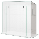 Outsunny Walk-in Tomato Greenhouse Lean-to Green House with Reinforced PE Cover, Roll-up Door, Mesh Windows, White