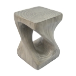 Twisted Hourglass Accent Side Table with MGO Composite, All-Weather End Table with UV-/Water-Resistant Finish, 11.5" L x 11.5" W x 16" H, Grey