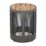 Outdoor Side Table with Rope-Wrapped Iron Frame, Sturdy End Table with Rustic-Modern Design, 15" L x 15" W x 18.5" H, Grey+Natural+Teak