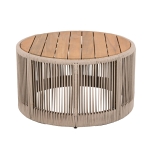 Outdoor Coffee Table with 220 Lbs Capacity, Weather-Resistant Rustic Center Table for Garden, 26" L x 26" W x 14" H, Natural+Teak+Beige