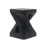 Twisted Hourglass Accent Side Table with MGO Composite, All-Weather End Table with UV-/Water-Resistant Finish, 11.5" L x 11.5" W x 16" H, Black