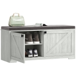 HOMCOM Shoe Storage Bench with Padded Seat, Entryway Bench Holds up to 352 lb, Shoe Organizer, 8 Pairs, Light Grey