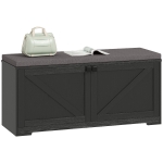 HOMCOM Shoe Storage Bench with Padded Seat, Entryway Bench Holds up to 352 lb, Shoe Organizer, 8 Pairs, Black Wood Grain