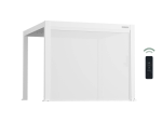 Flexpatio Motorized Roller Shades for Pergola - White Tough Mesh Weave, 10' Side Motorized Privacy Shade with Aluminum Track, 8% Openness Factor