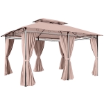 Outsunny 10' x 13' Patio Gazebo, Outdoor Gazebo Canopy Shelter with Curtains, Vented Roof, Steel Frame for Garden, Lawn, Backyard and Deck, Khaki