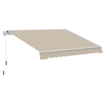 Outsunny 12' x 10' Retractable Awning Patio Awnings Sun Shade Shelter with Manual Crank Handle, 280g/m² UV & Water-Resistant Fabric and Aluminum Frame for Deck, Balcony, Yard, Cream White