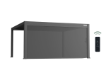 Flexpatio Motorized Roller Shades 16' Side Gray - Motorized Pergola Privacy Screen with Aluminum Track