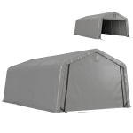 Outsunny 12' x 20' Portable Garage, Heavy Duty Carport Canopy with Ventilation Windows and Large Roll-up Door, Light Grey