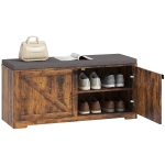 HOMCOM Shoe Storage Bench with Padded Seat, Entryway Bench Holds up to 352 lb, Shoe Organizer, 8 Pairs, Rustic Brown