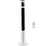HOMCOM Freestanding Tower Fan Cooling for Home Bedroom with Oscillating, 3 Speed, 12h Timer, LED Sensor Panel, Remote Controller, White