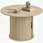 HOMCOM Round Coffee Table, 31.5" Center Table, Natural Wood