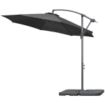 Outsunny 9.6ft Offset Patio Umbrella Garden Hanging Parasol Banana Cantilever Umbrella with Base, Crank, Black