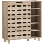 HOMCOM Shoe Cabinet, 21 Pair Shoe Storage Cabinet Organizer with 5-tier Double Door Cabinet and 5-tier Open Shelves, Beige