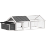 PawHut 95"L Chicken Run Large Chicken Coop with Nesting Box Wooden Roof Side Door for Outdoor 4–8 Chickens