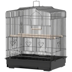 PawHut 23" Bird Cage, Finches Canaries, Parrot Cage with Doors Perches, 2 Feeder Pet Supplies, Black