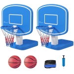 Soozier 2-in-1 Pool Basketball Hoop Poolside & Volleyball Set, Portable Basketball Hoop with Fillable Base