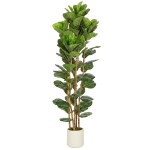 HOMCOM 6FT Artificial Fiddle Leaf Fig Tree, Fake Potted Tree with Solid Wood Trunks and Lifelike Leaves for Indoor Decor, Green