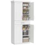 HOMCOM 72" Storage Cabinet, Freestanding Kitchen Pantry Cabinet with 4 Doors, Drawer and 3 Adjustable Shelves, White