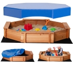 Outsunny Kids Sandbox with Cover, Wooden Sand Box with Seat, Outdoor Children Sand Pit for Backyard, Garden for Ages 3-8, Red