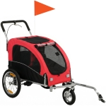 Aosom 2 in 1 Dog Bike Trailer, Foldable Pet Stroller, Dog Bicycle Trailer with Suspension, for Medium Dogs up to  44 LBS, Red