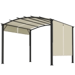 Outsunny 11' x 11' Outdoor Retractable Pergola Canopy for Backyard, Beige