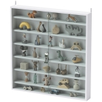 HOMCOM 7-Tier Display Cabinet, Shot Glass Display Case, Glass Curio Cabinet with 2 Glass Doors and 6 Adjustable Shelves, White