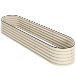 Outsunny 8 x 2 x 1.5 FT Galvanized Steel Raised Garden Bed, Metal Garden Bed Planter Box with Safety Edging, Cream White