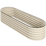 Outsunny 6.5 x 2 x 1.5ft Galvanized Raised Garden Bed Kit, Metal Planter Box with Safety Edging, Cream White