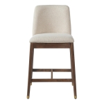 Counter Height Bar Stool Set of 2 with Premium Rubberwood, Modern Bar Chairs with Metal-Tipped Feet, 20'' L x 22.5'' W x 38'' H, Beige+Walnut