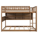 Full Over Full Bunk Bed with Convenient Storage Headboard, Unique Bed Frame with Multi-Color Light Strip, 79" L x 57.5" W x 57" H, Brown