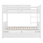 Full-Over-Full Bunk Bed with Pullout Trundle, Space-Saving Bed Frame with 2 Separate Beds, 79.5" L x 57" W x 60" H, White