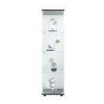 Glass Display Cabinet with Adjustable Feet and Safety Bumpers, Floor-Standing Curio Bookshelf with Tempered Glass, 16.5'' L x 14.5'' W x 64.5'' H, Black