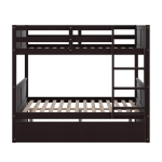 Full-Over-Full Bunk Bed with Pullout Trundle, Space-Saving Bed Frame with 2 Separate Beds, 79.5" L x 57" W x 60" H, Espresso