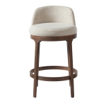 Counter Height Bar Stools with Rubber Wood Frame, Modern Bar Chairs with Upholstered Ergonomic Seat, 18.5'' L x 18.5'' W x 33'' H, Beige+Walnut