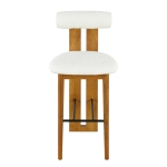 Plush Sherpa Bar Stool Set of 4 with High-Resilience Foam, Indoor Bar Chairs with Premium Rubber Wood Frame, 19'' L x 23'' W x 43'' H, Walnut+White