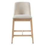 Counter Height Bar Stool Set of 2 with Rubberwood Construction, Modern Bar Chairs with Padded Upholstered Seat, 20'' L x 22.5'' W x 38'' H, Natural