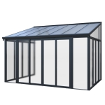 Enclosed Patio Cover with Double‑Layer Polycarbonate Roof, All‑Season Sunroom with 3 Lockable Sliding Doors, 168.5'' L x 115'' W x 123'' H, Black