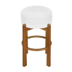 Indoor Round Seat Bar Stools with Premium Solid Frame, Non-Swivel Bar Chairs with Ergonomic Round Seat, 19.5'' L x 19.5'' W x 30'' H, Ivory+Walnut