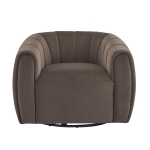 Modern Comfort Club Chair with Boutique-Feel Seat, Semi-Circular Armchair with Integrated Armrests, 37'' L x 32.5'' W x 26.5'' H, Black+Dark Brown