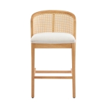 Cozy Counter Stools with Padded Upholstered Seat, Rubberwood Bar Chairs with Reinforced Footrest, 20.5" L x 22.5" W x 6" H, Beige+Natural